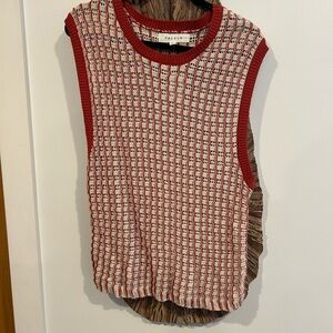 PacSun Red and White Sleeveless Knit Tank